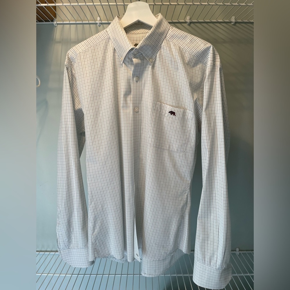 Onward Reserve Men’s Dress Shirt Button Down Beige Large Slim - Tailored